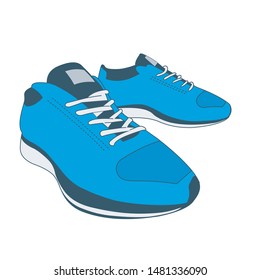 blue sneakers flat vector illustration