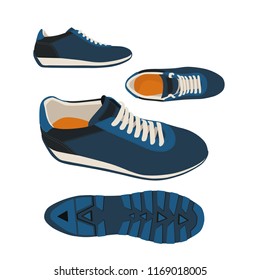 Blue sneakers on white background