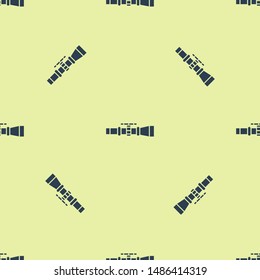 Blue Sniper optical sight icon isolated seamless pattern on yellow background. Sniper scope crosshairs.  Vector Illustration
