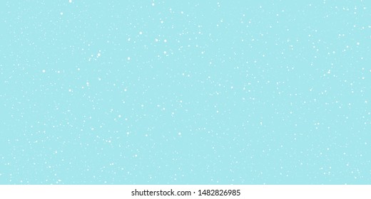 Blue snow background. Winter sky. Merry Christmas. Light blue space background. New year. Cold season. Falling snow.