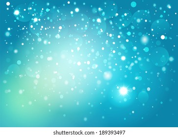 Blue snow bokeh background. Vector EPS10.