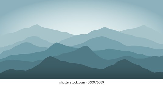 Blue snow mountains at dawn landscape background