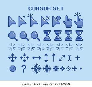 Blue Snow Pixel Cursor set