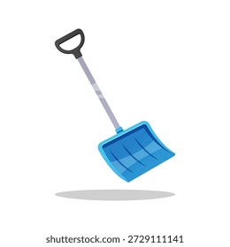 Blue snow shovel vector isolated on white background.