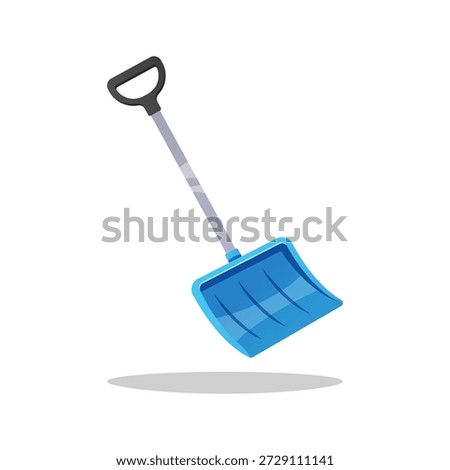 Blue snow shovel vector isolated on white background.