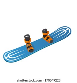 Blue snowboard isolated on white background