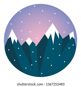 Vector de montaña recubierto de nieve azul o ilustración de color