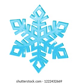 Blue snowflake. 3d symbol. Vector illustration isolated on white background