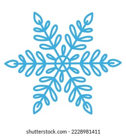 Blue snowflake with beautiful rounded leaves and peaks at the ends.