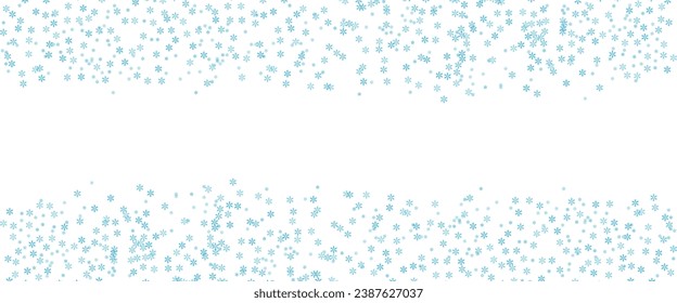 Blue Snowflake border on transparent background.