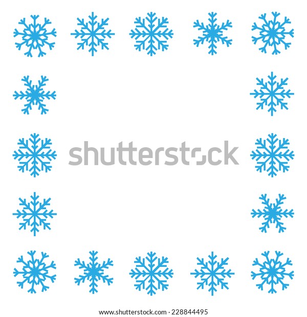 Blue Snowflake Border On White Background Stock Vector (Royalty Free ...