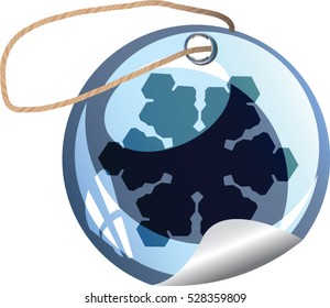 Blue snowflake christmas ornaments with reflective surface. Vector Illustration