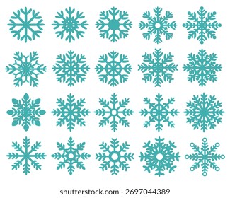 conjunto de clipart floco de neve azul, elementos de férias de inverno 