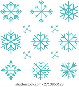 Blue Snowflake Clipart Set | Winter Snow Flakes Vector Illustrations