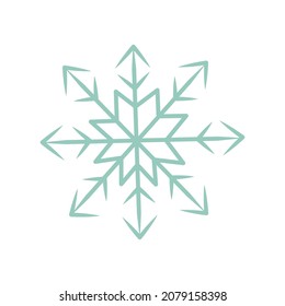 Blue Snowflake. Colorful vector flat illustration isolated abstract. For greeting card, invitation, print or tattoo. Winter season, Christmas holiday