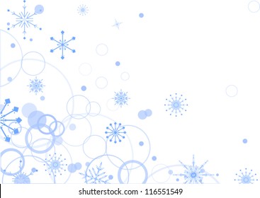 Blue Snowflake Corner On White Background