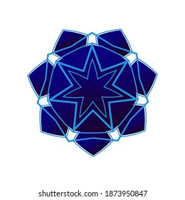 
Blue snowflake design on a white background. Design element for new year poster