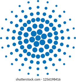 Blue snowflake. Dots, circles radial abstract pattern, vector and illustration