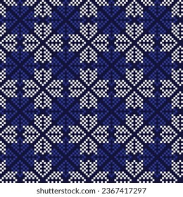 Blue Snowflake fair isle pattern design for fashion textiles, knitwear and graphics