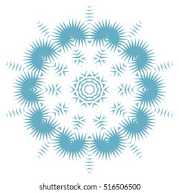 Blue snowflake. Fine crystals - winter illustration.