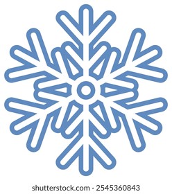 Blue snowflake flat icon isolated on white background.