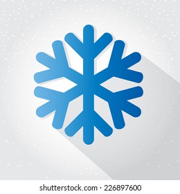 Icono plano del copo de nieve azul sobre fondo gris claro
