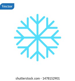 Blue Snowflake flat icon. Snow pictogram. Winter symbol. Vector illustration, EPS10.