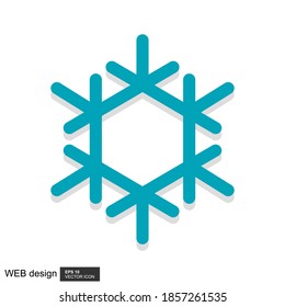 Blue Snowflake flat icon. Snow pictogram. Winter symbol. Vector illustration