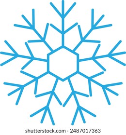 Blaue Schneeflocke flach Symbol. Piktogramm Schnee. Wintersymbol. Vektorillustration, EPS10.