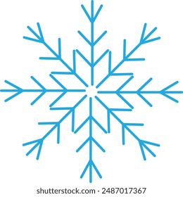 Blue Snowflake flat icon. Snow pictogram. Winter symbol. Vector illustration, EPS10.