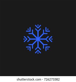 Blue Snowflake flat icon. Snow pictogram. Winter symbol. Vector illustration, EPS10