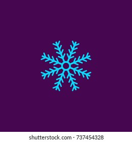 Blue Snowflake flat icon. Snow pictogram. Winter symbol. Vector illustration, EPS10