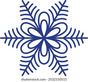 Un copo de nieve azul con un diseño de flores