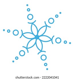 Copo de nieve azul con una flor en el medio.