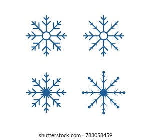 Blue snowflake icon. four snowflake on white background