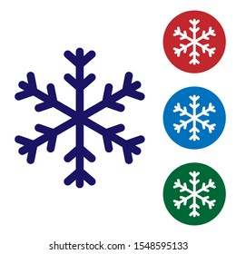 Blue Snowflake icon isolated on white background. Set color icons in circle buttons. Vector Illustration