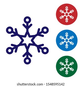 Blue Snowflake icon isolated on white background. Set color icons in circle buttons. Vector Illustration