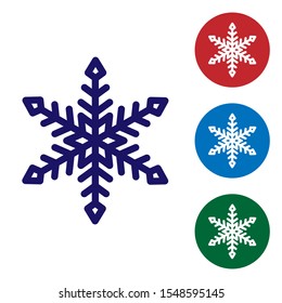 Blue Snowflake icon isolated on white background. Set color icons in circle buttons. Vector Illustration