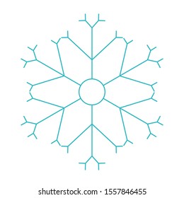 Blue snowflake icon isolated on white. Christmas and winter theme. Simple flat  vector illustration.