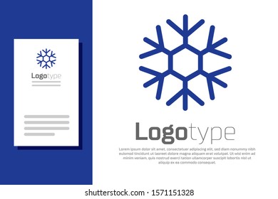 Blue Snowflake icon isolated on white background. Logo design template element. Vector Illustration