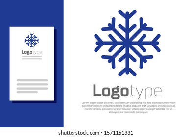 Blue Snowflake icon isolated on white background. Logo design template element. Vector Illustration