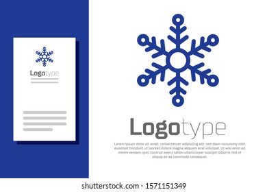 Blue Snowflake icon isolated on white background. Logo design template element. Vector Illustration