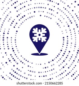 Icono de copo de nieve azul aislado en fondo blanco. Feliz Navidad y Feliz Año Nuevo. Resumen de puntos aleatorios de círculo. Vector