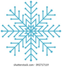 Blue snowflake icon isolated on white background. Vector illustration. 