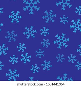 Blue Snowflake icon isolated seamless pattern on blue background.  Vector Illustration