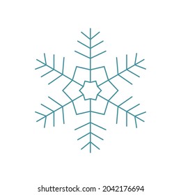 Blue snowflake. Icon logo design. Ice crystal winter symbol. Template for winter design. Isolated vector illustration .