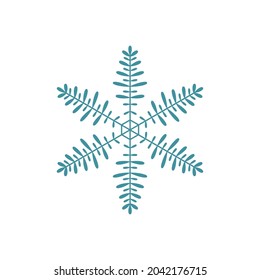 Copo de nieve azul. Diseño del logotipo de iconos. Símbolo de invierno de cristal de hielo. Plantilla para diseño invernal. Ilustración vectorial aislada.