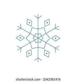 Blue snowflake. Icon logo design. Ice crystal winter symbol. Template for winter design. Isolated vector illustration .