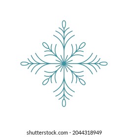Copo de nieve azul. Diseño del logotipo de iconos. Símbolo de invierno de cristal de hielo. Plantilla para diseño invernal. Ilustración vectorial aislada