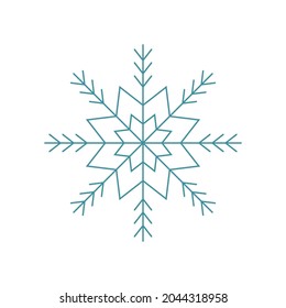 Blue snowflake. Icon logo design. Ice crystal winter symbol. Template for winter design. Isolated vector illustration